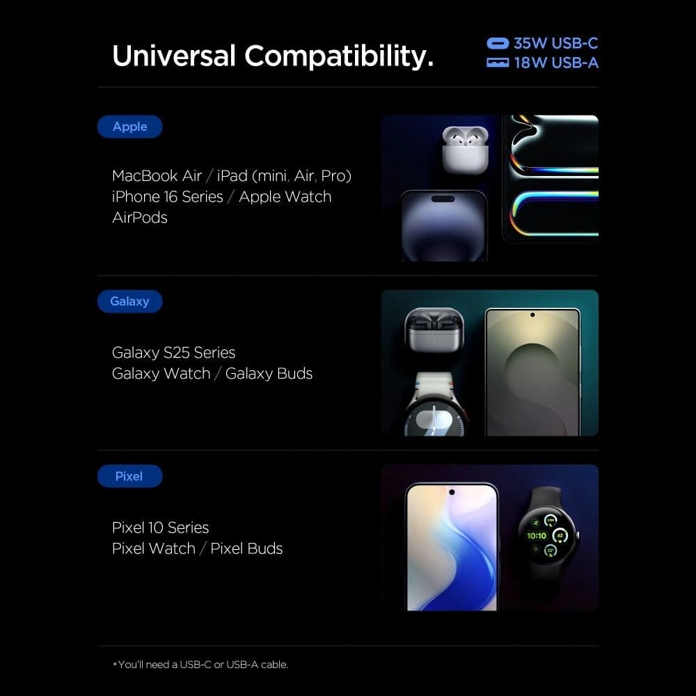 Spigen Essential EE352EU USB-A, USB-C Netzladegerät 35W Weiß - 8