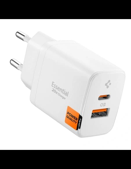 Ładowarka sieciowa Spigen Essential EE202EU USB-A, USB-C Network Charger 20W White
