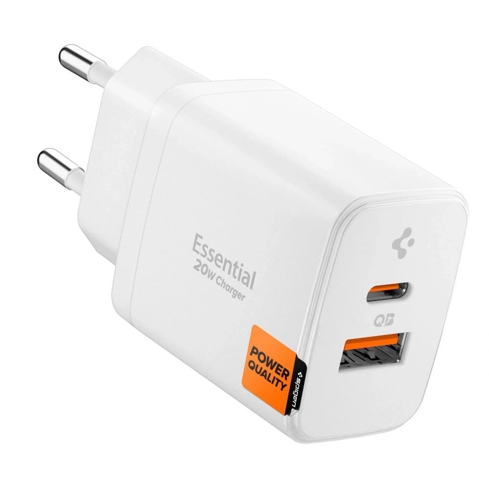 Spigen Essential EE202EU USB-A, USB-C Netzladegerät 20W Weiß - 1