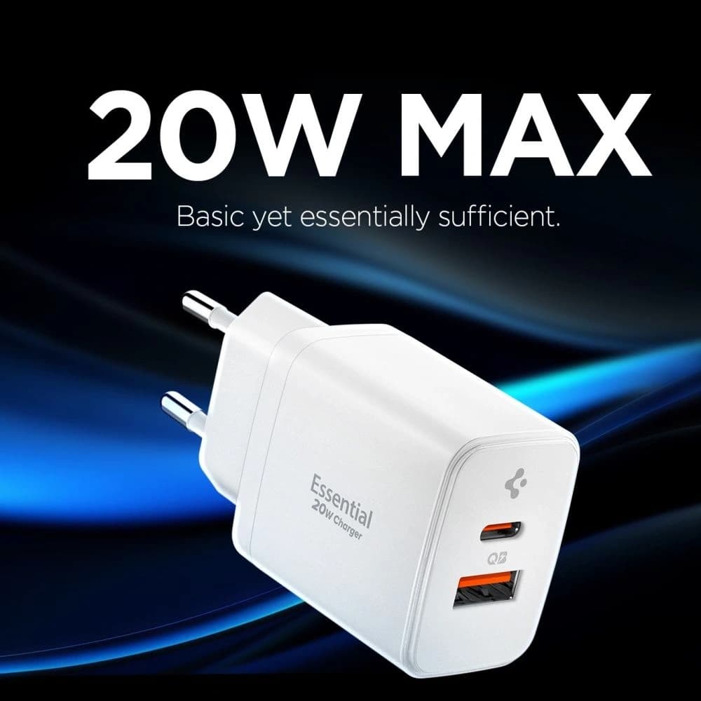 Spigen Essential EE202EU USB-A, USB-C Netzladegerät 20W Weiß - 5