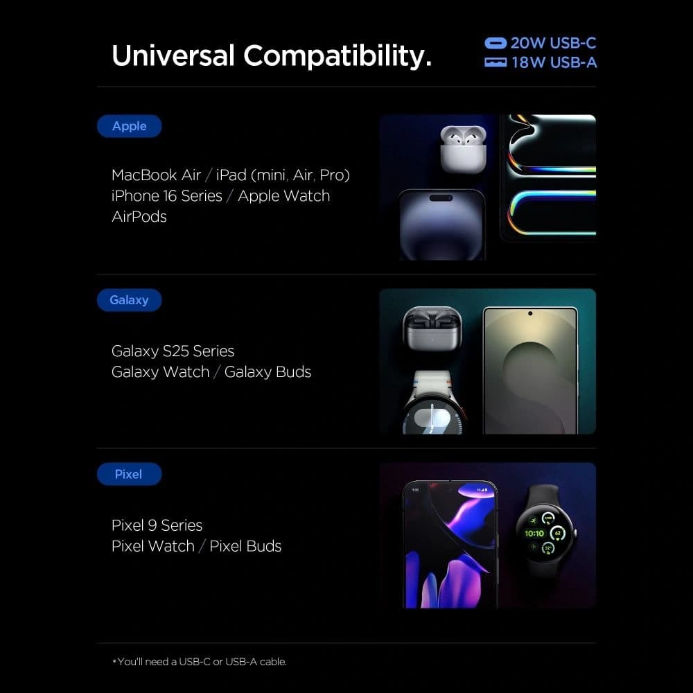 Spigen Essential EE202EU USB-A, USB-C Netzladegerät 20W Weiß - 8