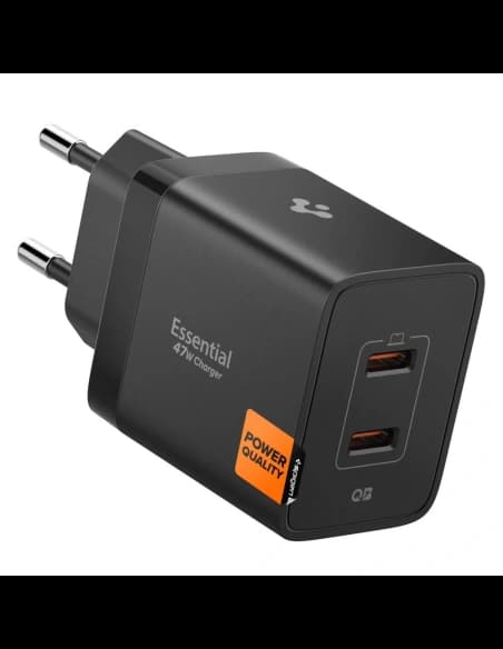 Ładowarka sieciowa Spigen Essential EE472EU 2xUSB-C Network Charger 47W Black