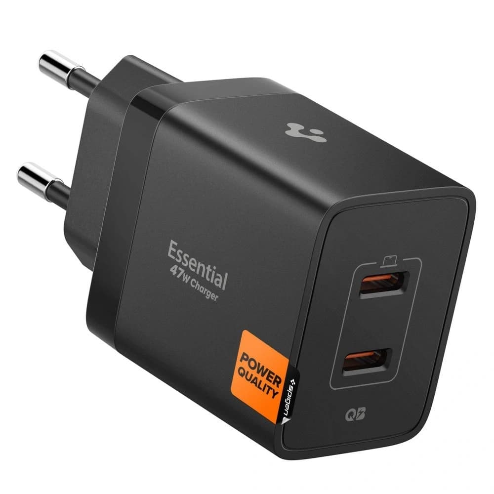 Spigen Essential EE472EU 2xUSB-C Network Charger 47W Black - 1