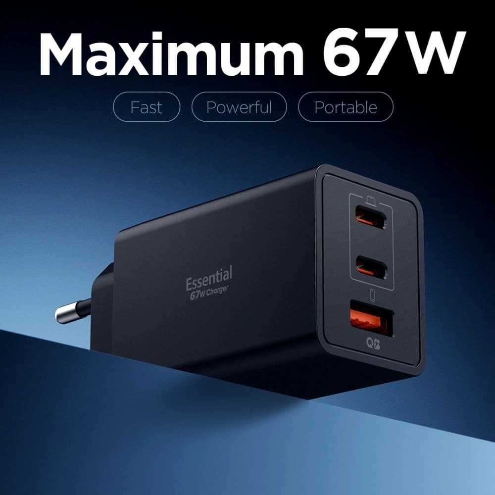 Spigen Essential EE673EU USB-A, 2xUSB-C síťový nabíječ 67W černý - 3