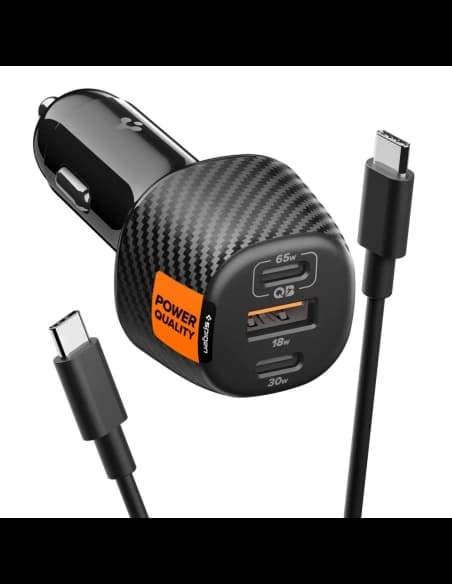 Ładowarka samochodowa Spigen Essential EV1133 USB-A 18W, USB-C 30W, USB-C 65W Car Charger 113W Black