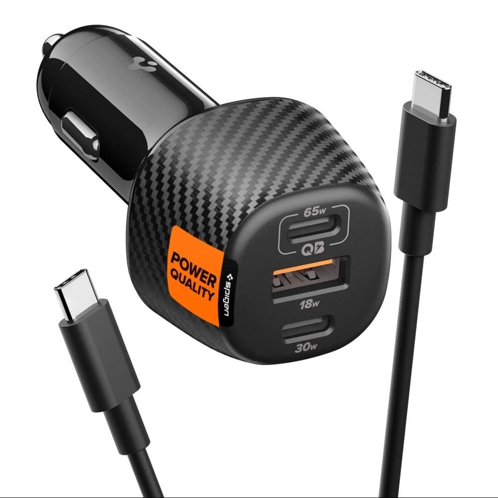 Spigen Essential EV1133 USB-A 18W, USB-C 30W, USB-C 65W Auto-Ladegerät 113W Schwarz - 1