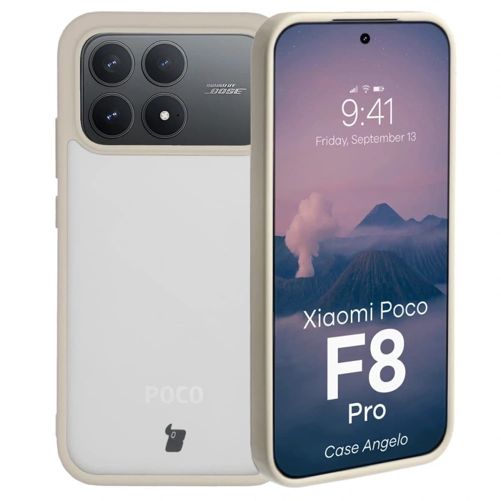 Bizon Case Angelo Xiaomi POCO F8 Pro semi-transparent with a beige frame