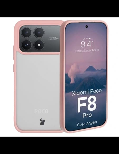 Bizon Case Angelo Xiaomi POCO F8 Pro semi-transparent with a light pink frame