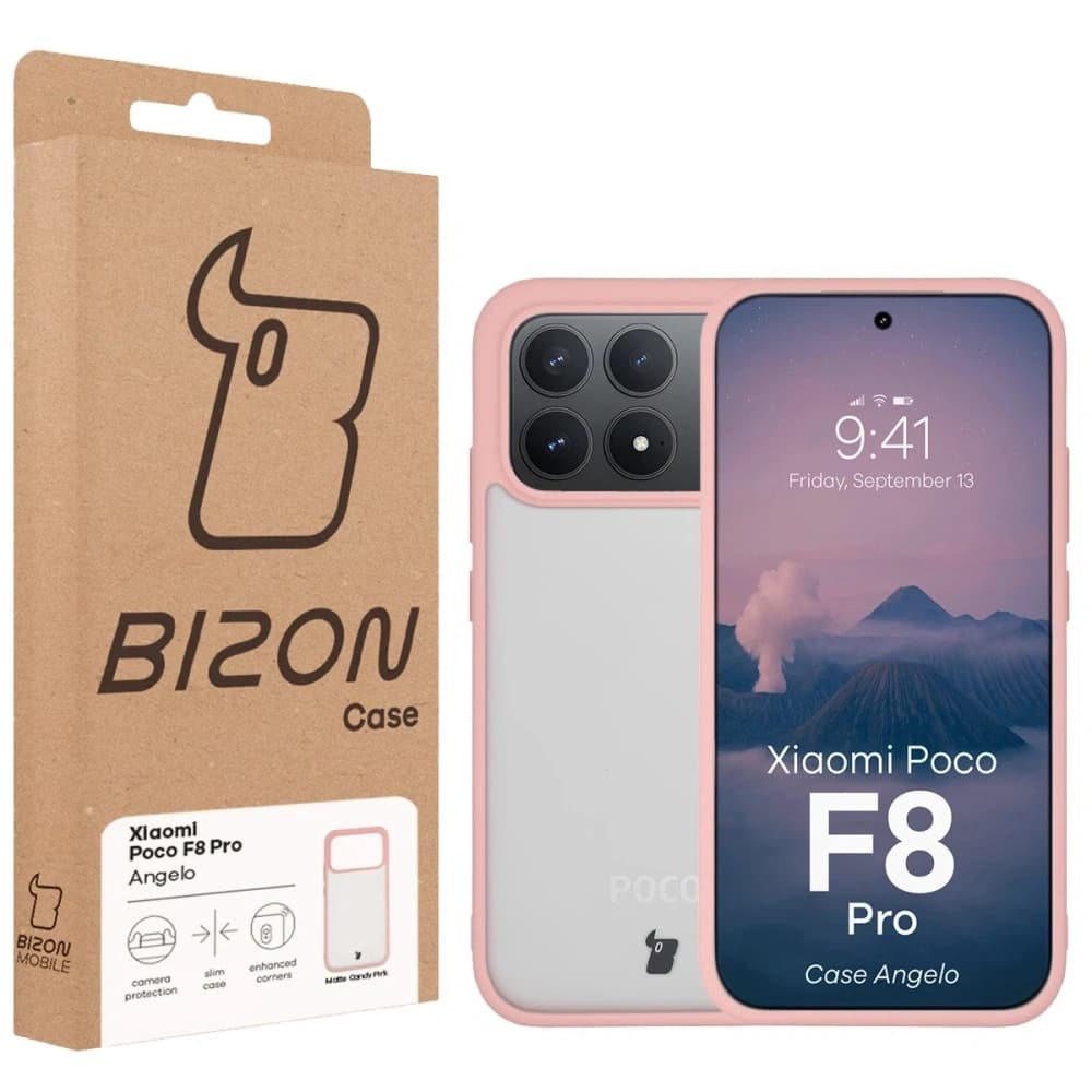 Bizon Case Angelo Xiaomi POCO F8 Pro halbtransparent mit einem hellrosa Rahmen - 6