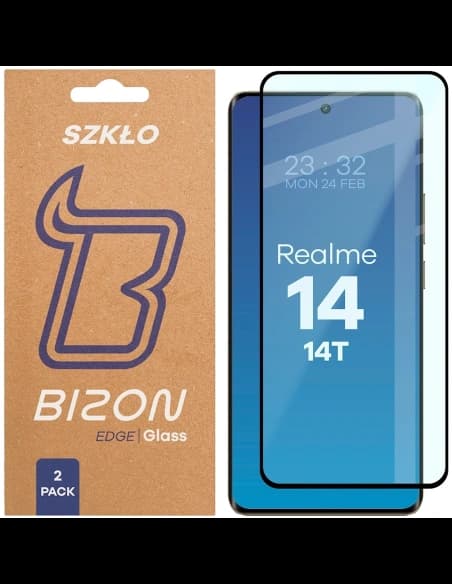 Bizon Glass Edge Duo Realme 14 5G / 14T 5G cadru negru [2 PACHET]
