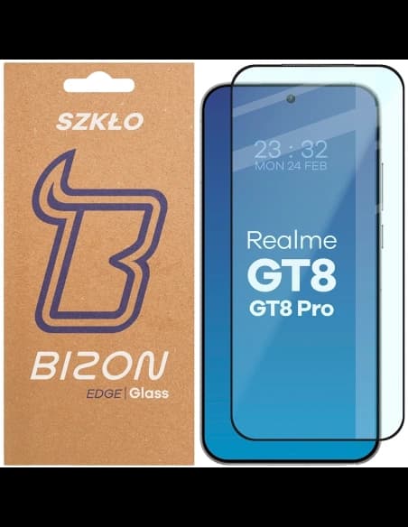 Bizon Glass Edge 2 Realme GT 8 / GT 8 Pro schwarzer Rahmen
