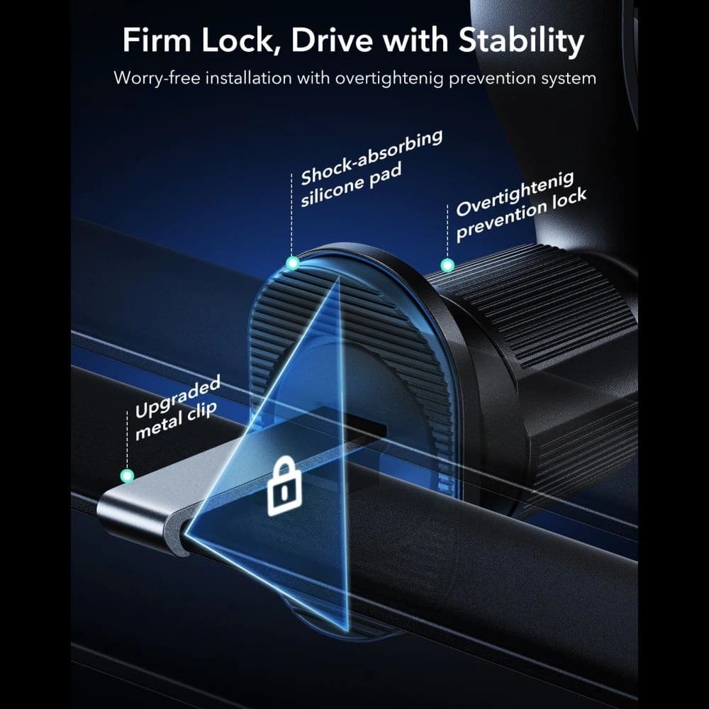 Uchwyt samochodowy do kratki z ładowarką bezprzewodową ESR OmniLock Cryoboost Magnetic MagSafe Vent Car Mount Wireless Charger Qi2.2 25W Black - 5