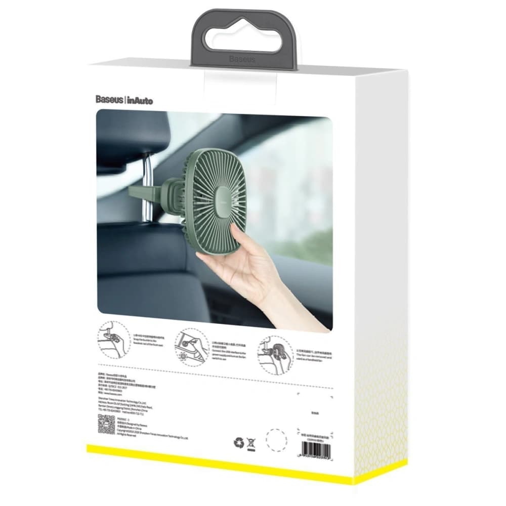Autós ventilátor / légkavaró Baseus Természetes Szél fejtámlára, mágneses (zöld) - 9