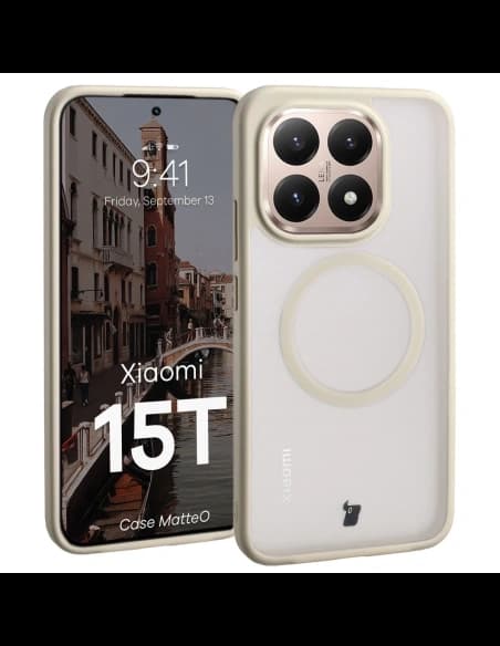 Bizon Case MatteO mágneses Xiaomi 15T füstös bézs
