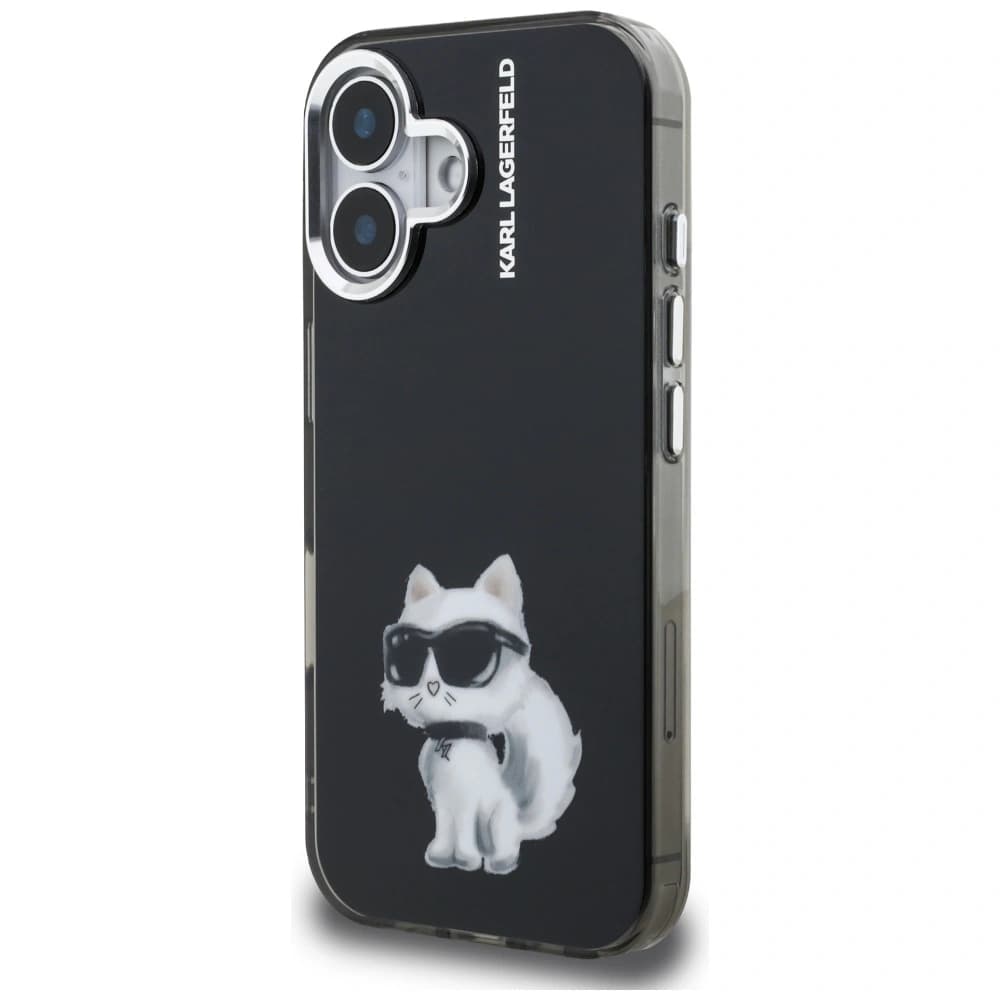 Karl Lagerfeld IML Aquarelle Choupette & Logo Apple iPhone 16 negru
 - 2