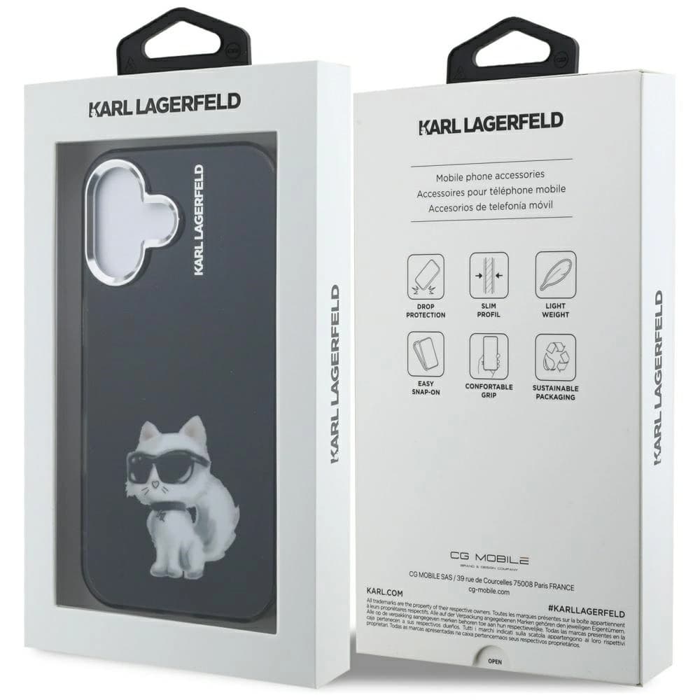 Karl Lagerfeld IML Aquarelle Choupette & Logo Apple iPhone 16 negru
 - 8