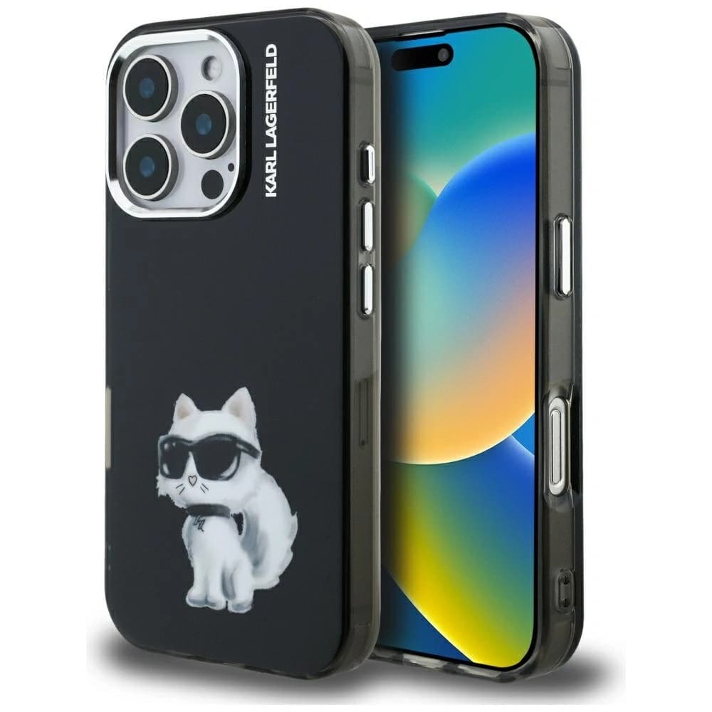 Karl Lagerfeld IML Aquarelle Choupette & Logo Apple iPhone 16 Pro černý
 - 1