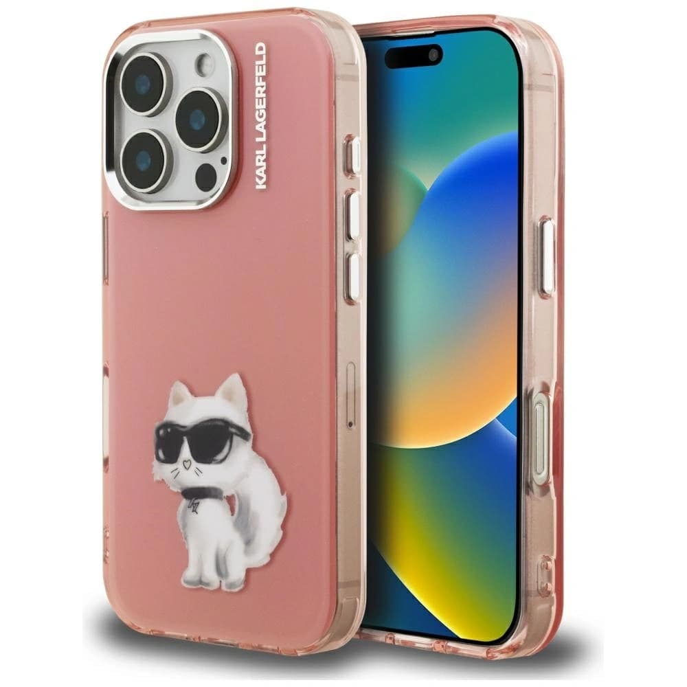 Karl Lagerfeld IML Aquarelle Choupette & Logo Apple iPhone 16 Pro Max rosa
 - 1
