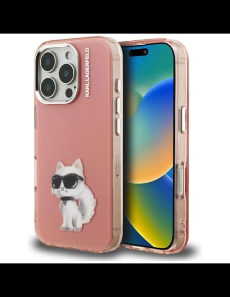 Karl Lagerfeld IML Aquarelle Choupette & Logo Apple iPhone 16 Pro roz
