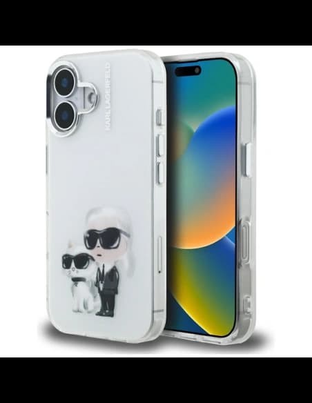 Karl Lagerfeld IML Aquarelle Karl & Choupette & Logo Apple iPhone 16 bílý
