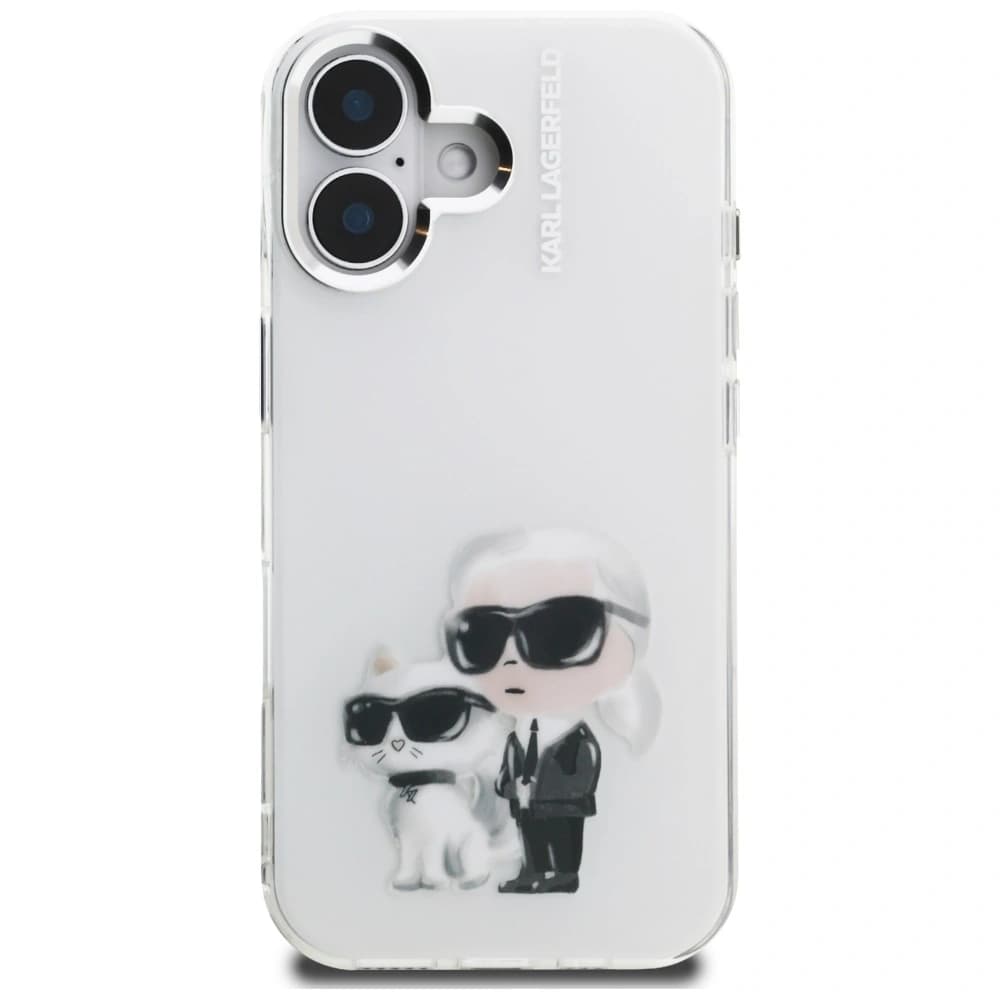 Karl Lagerfeld IML Aquarelle Karl & Choupette & Logo Apple iPhone 16 bílý
 - 3