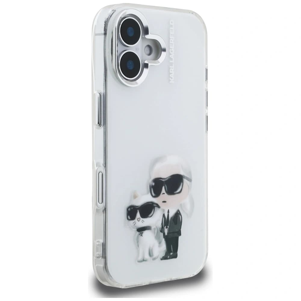 Karl Lagerfeld IML Aquarelle Karl & Choupette & Logo Apple iPhone 16 bílý
 - 4