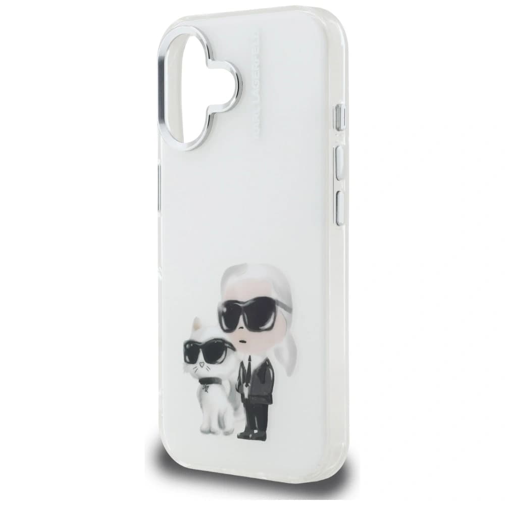 Karl Lagerfeld IML Aquarelle Karl & Choupette & Logo Apple iPhone 16 bílý
 - 6