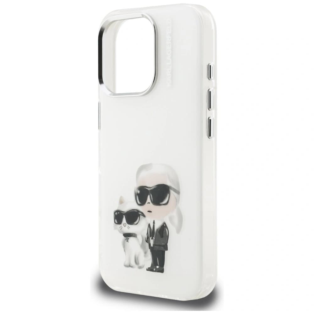 Karl Lagerfeld IML Aquarelle Karl & Choupette & Logo Apple iPhone 16 Pro alb
 - 6