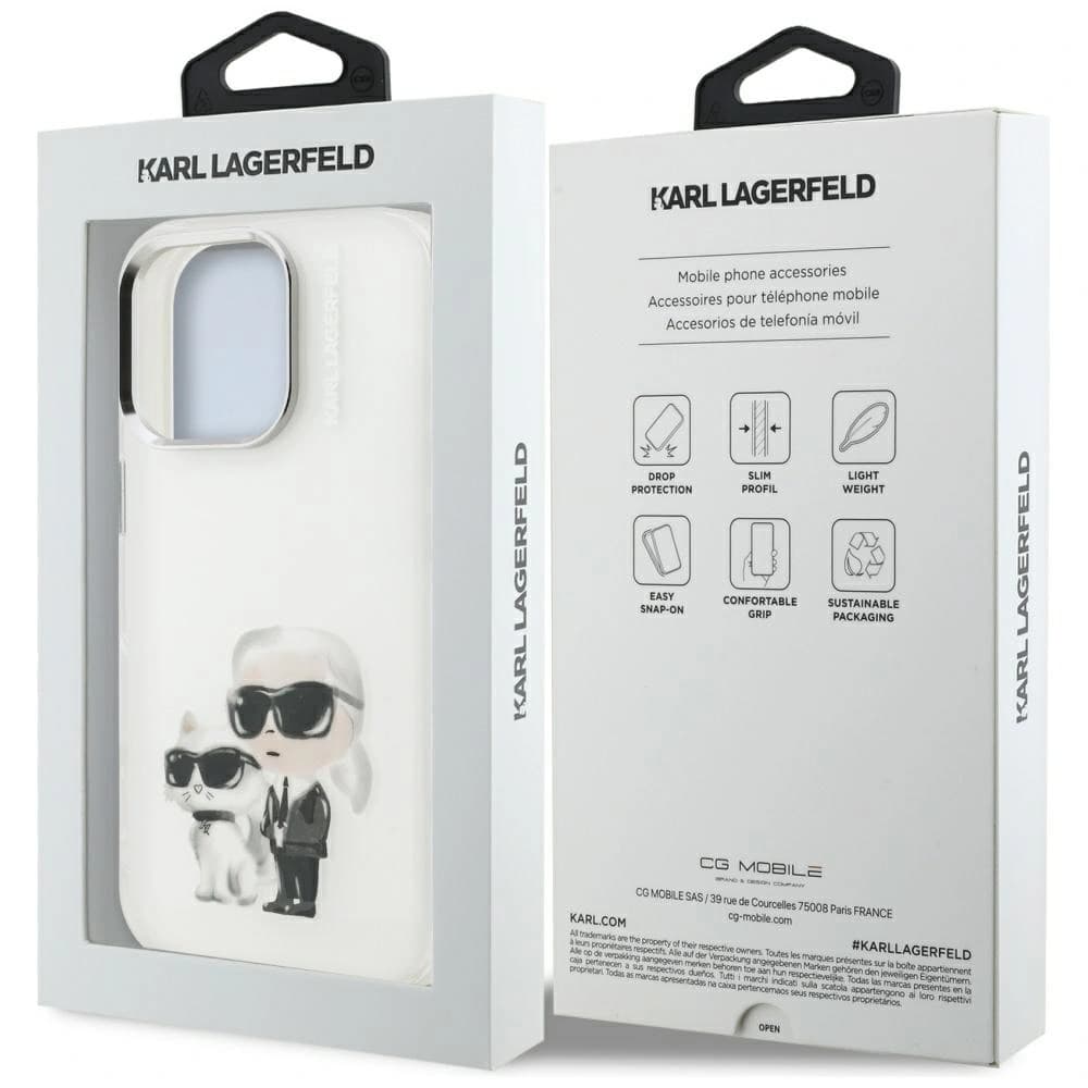 Karl Lagerfeld IML Aquarelle Karl & Choupette & Logo Apple iPhone 16 Pro alb
 - 8