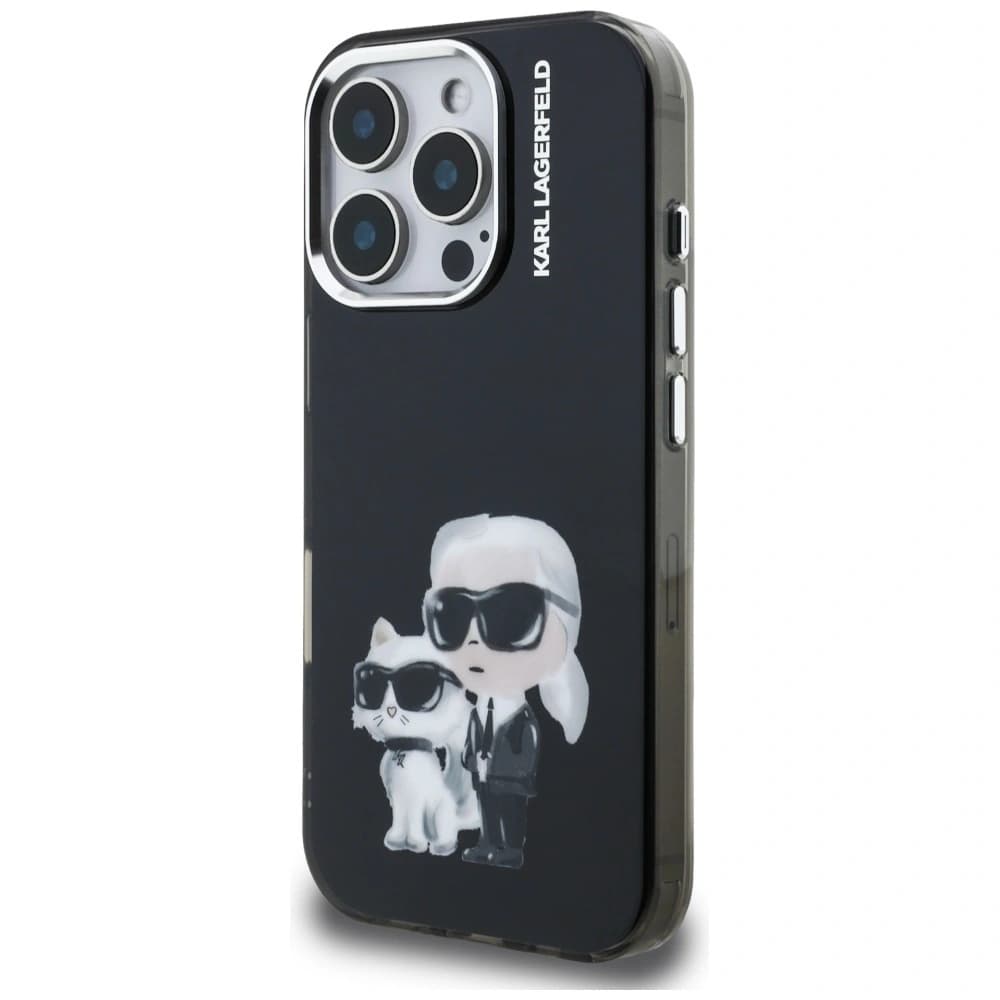 Karl Lagerfeld IML Aquarelle Karl & Choupette & Logo Apple iPhone 16 Pro negru
 - 2