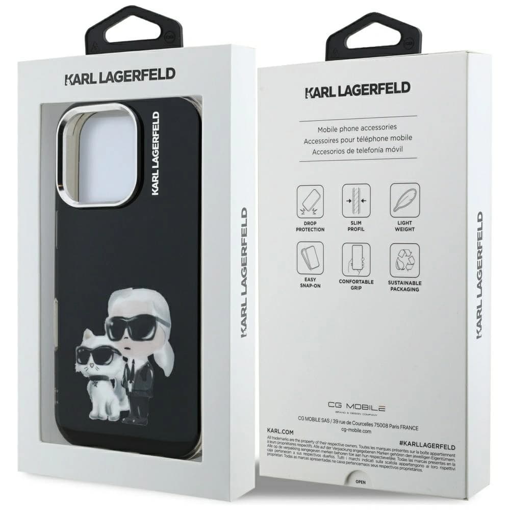 Karl Lagerfeld IML Aquarelle Karl & Choupette & Logo Apple iPhone 16 Pro negru
 - 8