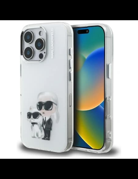 Karl Lagerfeld IML Aquarelle Karl & Choupette & Logo Apple iPhone 16 Pro Max bílý
