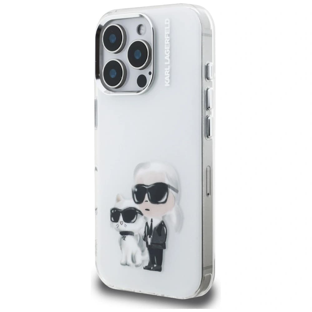 Karl Lagerfeld IML Aquarelle Karl & Choupette & Logo Apple iPhone 16 Pro Max bílý
 - 2