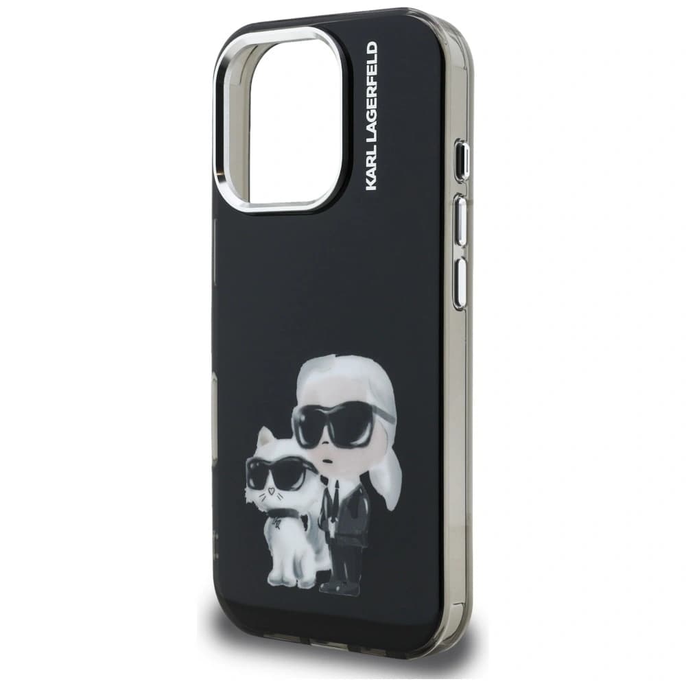 Karl Lagerfeld IML Aquarelle Karl & Choupette & Logo Apple iPhone 16 Pro Max negru
 - 6