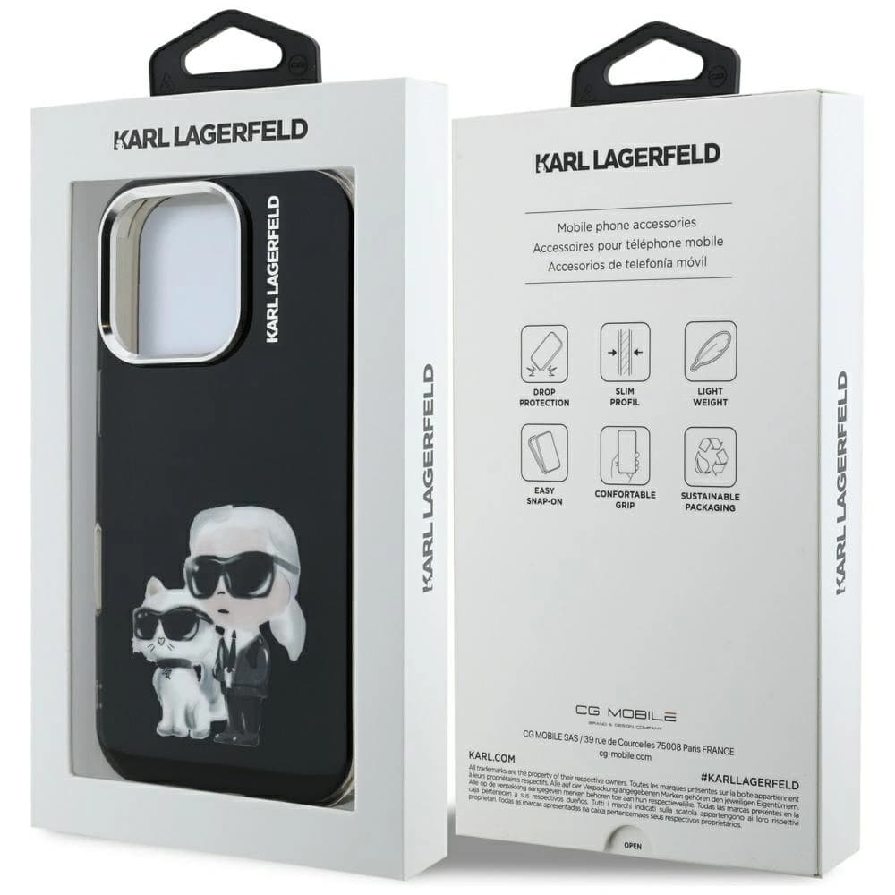 Karl Lagerfeld IML Aquarelle Karl & Choupette & Logo Apple iPhone 16 Pro Max negru
 - 8