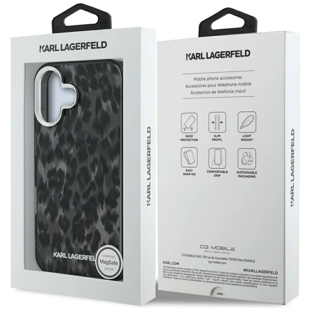 Karl Lagerfeld IML Model leopard MagSafe Apple iPhone 16 negru
 - 8