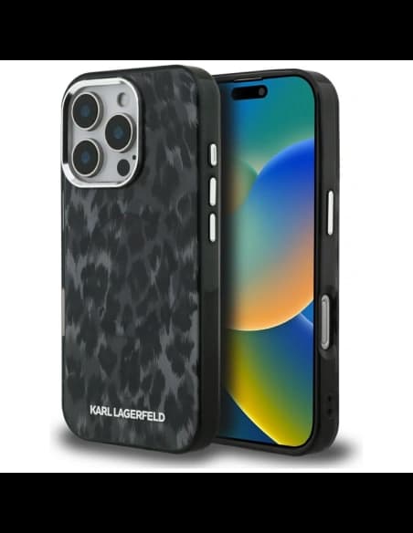 Karl Lagerfeld IML Leopardí Vzor MagSafe Apple iPhone 16 Pro Max černý
