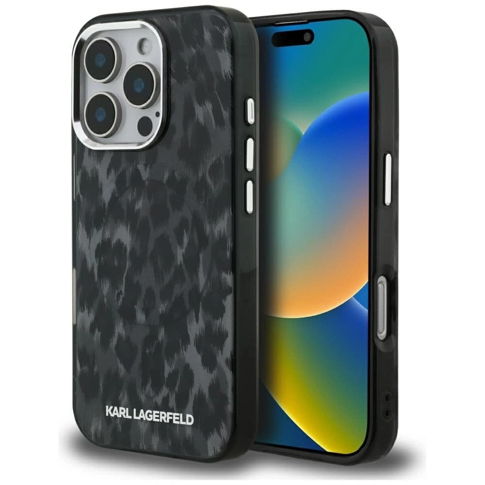 Karl Lagerfeld IML Model leopard MagSafe Apple iPhone 16 Pro Max negru
 - 1