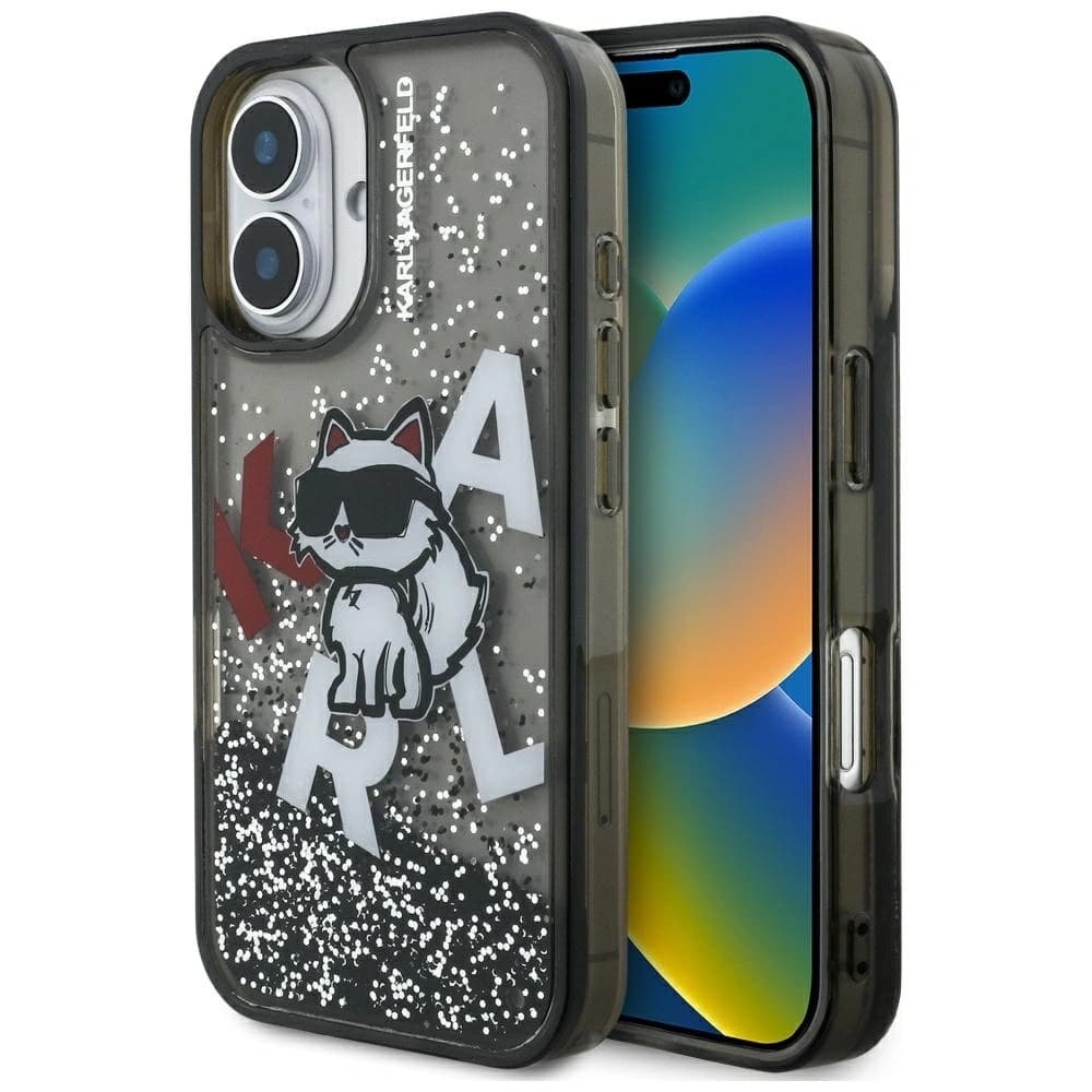 Karl Lagerfeld Liquid Glitter Choupette Logo Apple iPhone 16 black - 1