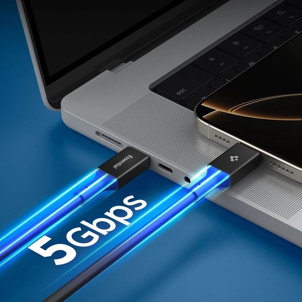 Spigen EB10020CC Základní USB-C Kabel 100W 200cm Černý
 - 3