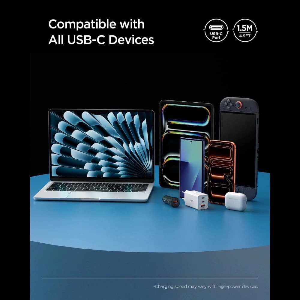 Spigen EB10010CC Základní USB-C Kabel 100W 100cm Černý
 - 8