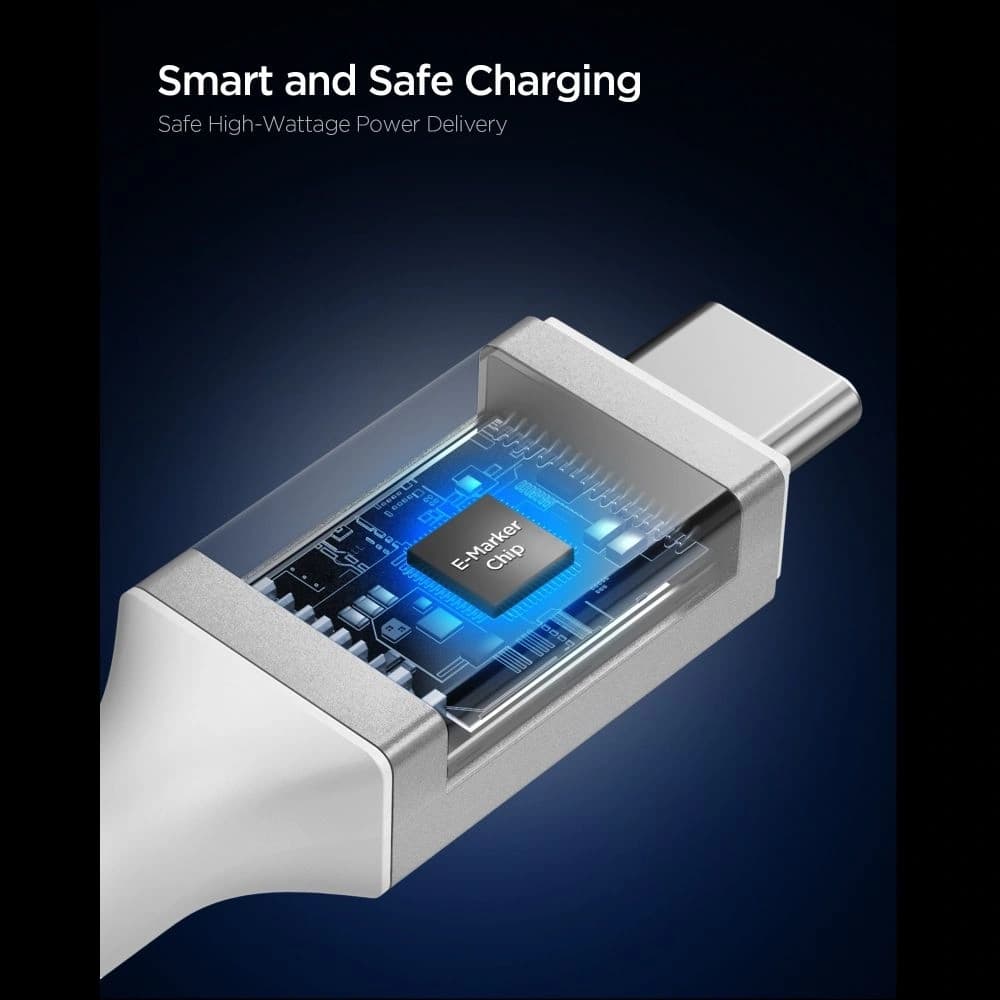 Spigen EB24012CC Základní USB-C Kabel 240W 120cm Bílý
 - 3