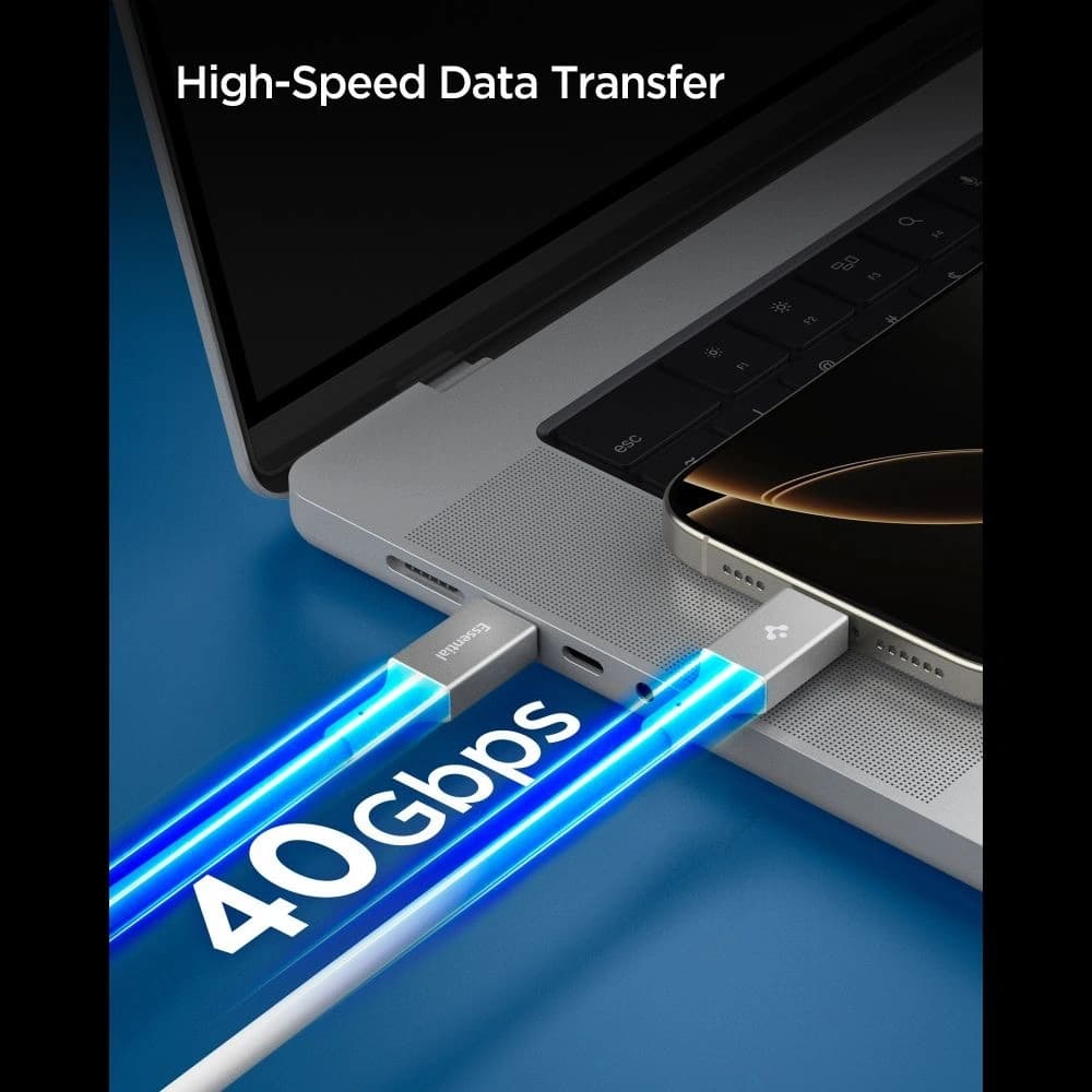 Spigen EB24012CC Základní USB-C Kabel 240W 120cm Bílý
 - 4