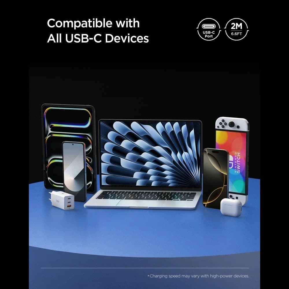 Spigen EB10020CC Základní USB-C Kabel 100W 200cm Bílý
 - 7