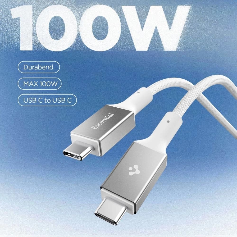 Spigen EB10010CC Základní USB-C Kabel 100W 100cm Bílý
 - 3