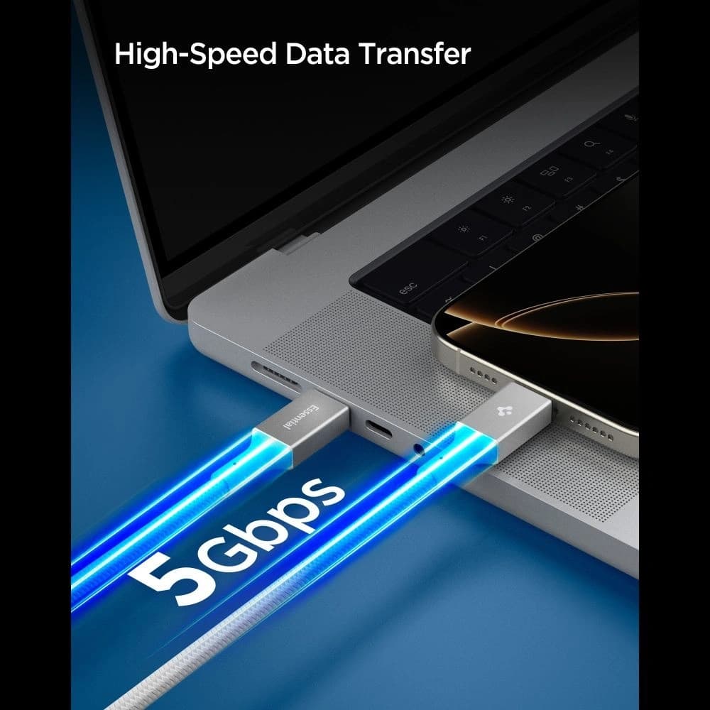 Spigen EB10010CC Základní USB-C Kabel 100W 100cm Bílý
 - 5