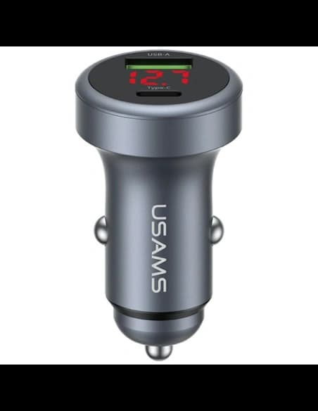 Ładowarka samochodowa USAMS CC327 Aluminium 45W USB-A USB-C tarnish