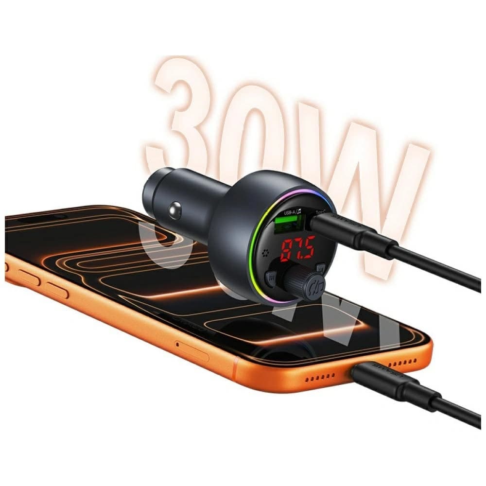 USAMS CC328 30W Auto Nabíječka USB-A USB-C Bluetooth FM zoxidovaný
 - 3