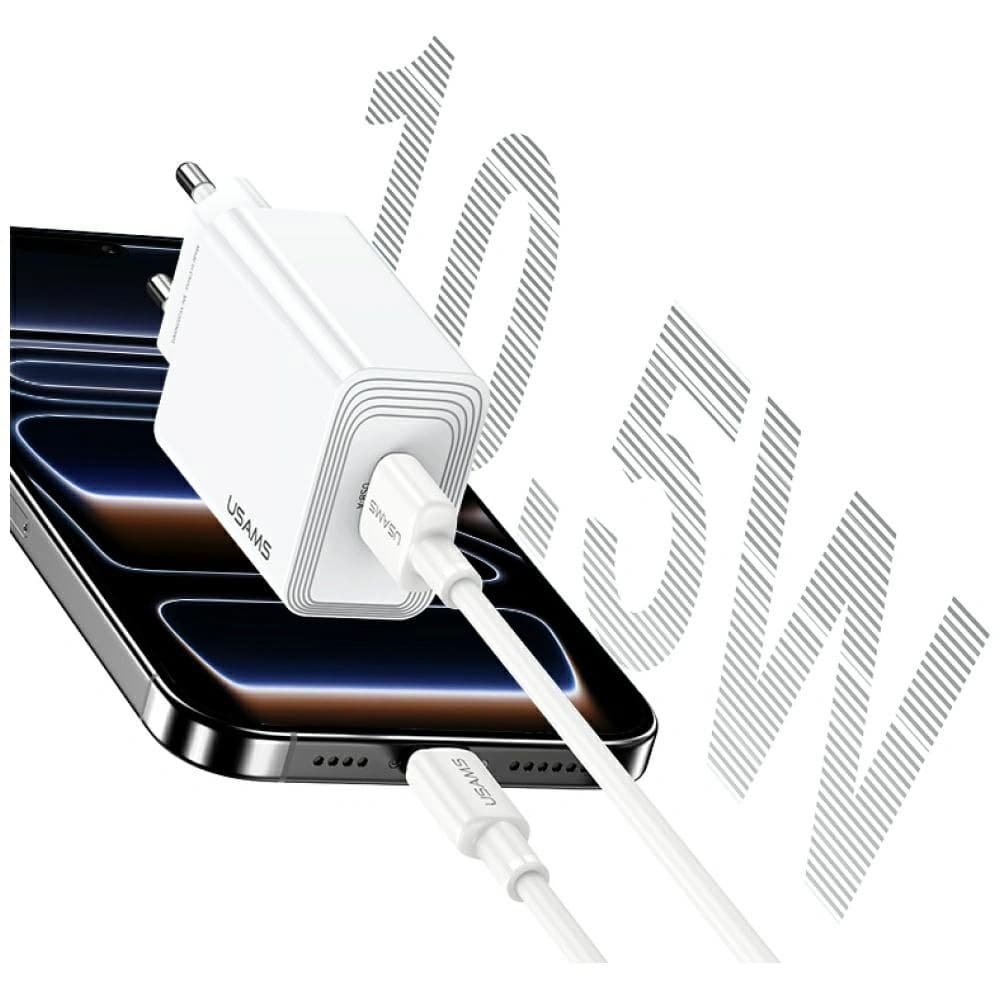 USAMS T69 10.5W 2.1A USB-A Wall Charger White - 4