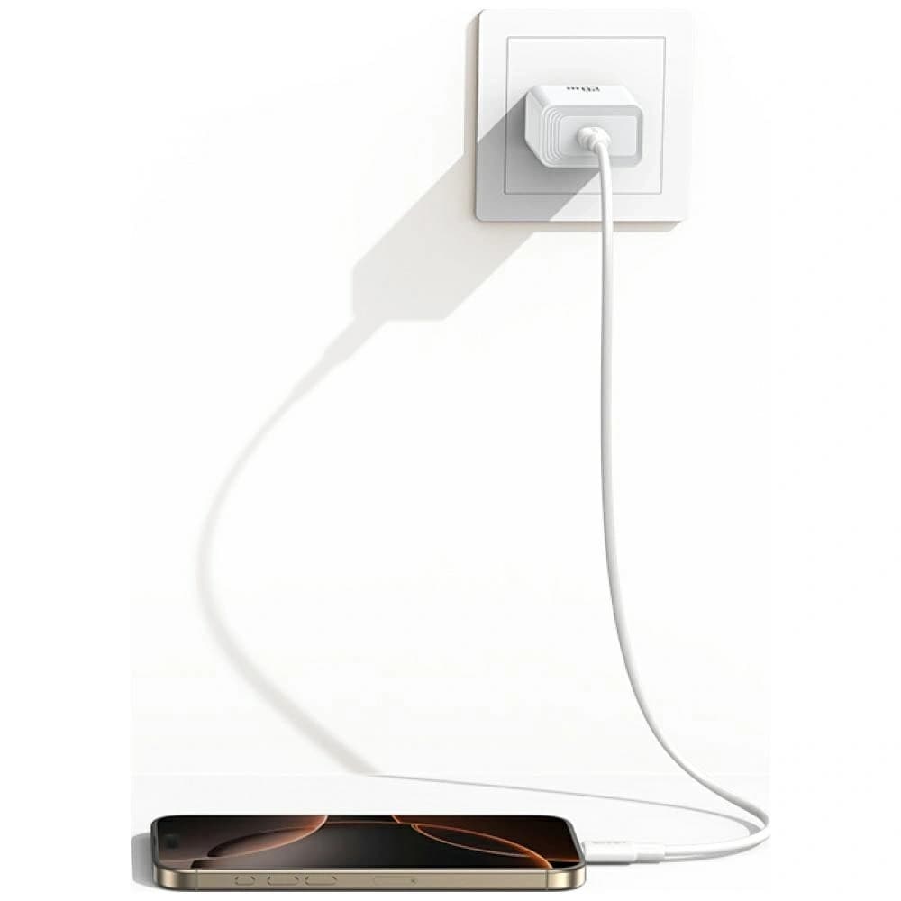 USAMS T69 20W USB-C Wand Ladegerät Weiß
 - 4